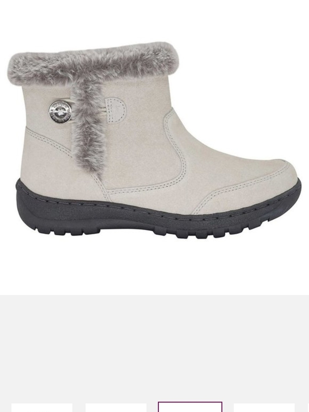 Khombu Women's Light Gray Faux Fur Trim Winter Ankle Boots